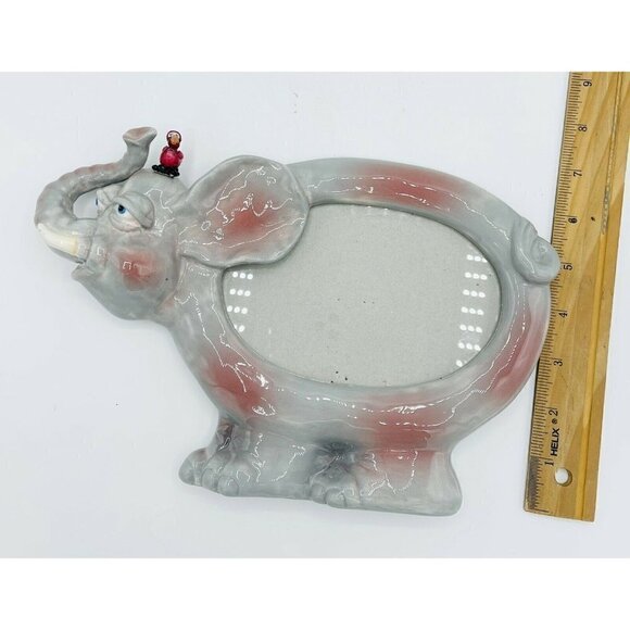 Russ Elephant & Dodo Bird Picture Frame 4x6 Photo Ceramic Trunk Up Friends Gray - Picture 6 of 7